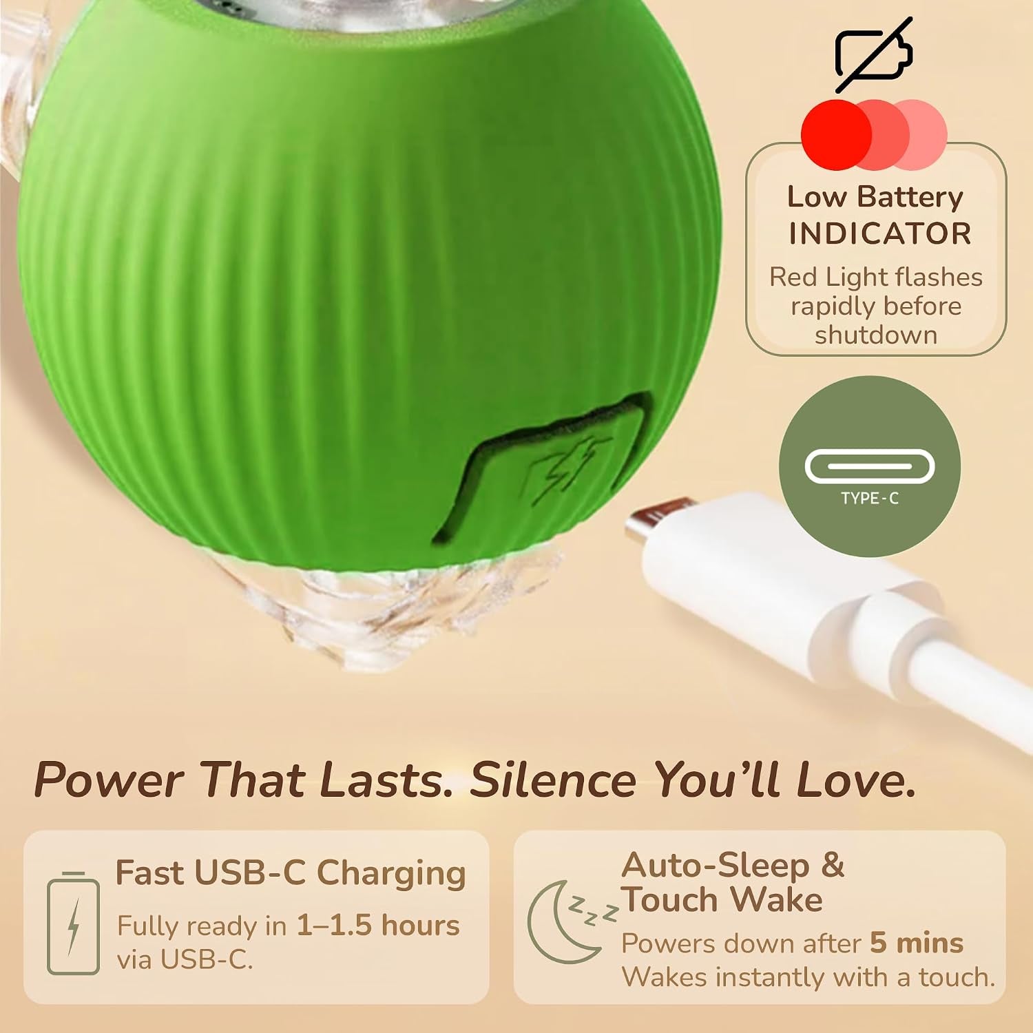 Cat & Small Dog Automatic Moving Ball 2.0 - Interactive Toy [Green]