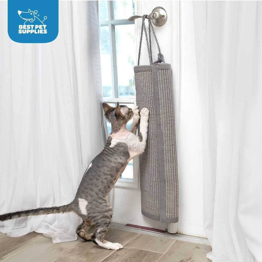 Catify Hanging Cat Scratcher - Log, Gray | Cat Door Scratcher, Scratching Mat, Heavy Duty Sisal, Furniture Protector, Safe for Paws, Non-Slip, Durable, Multi-Functional