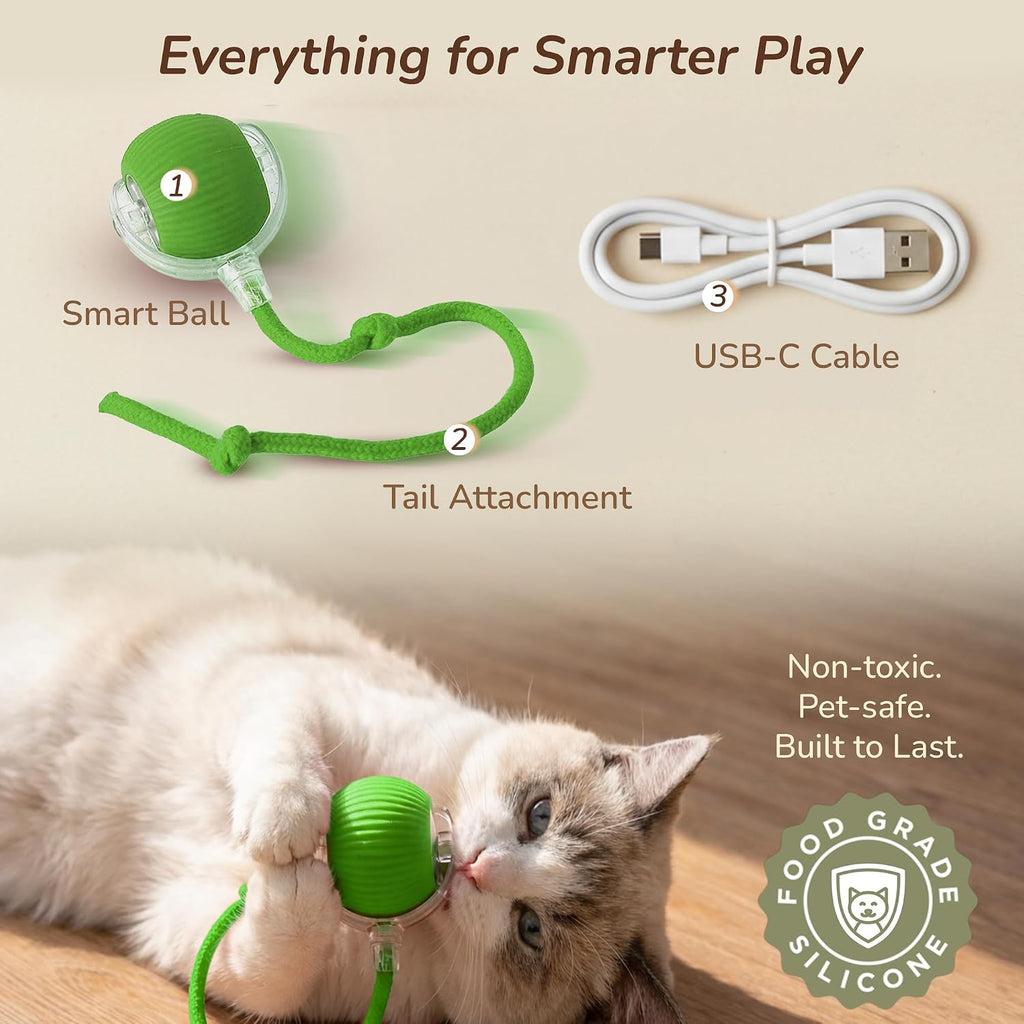 Cat & Small Dog Automatic Moving Ball 2.0 - Interactive Toy [Green]