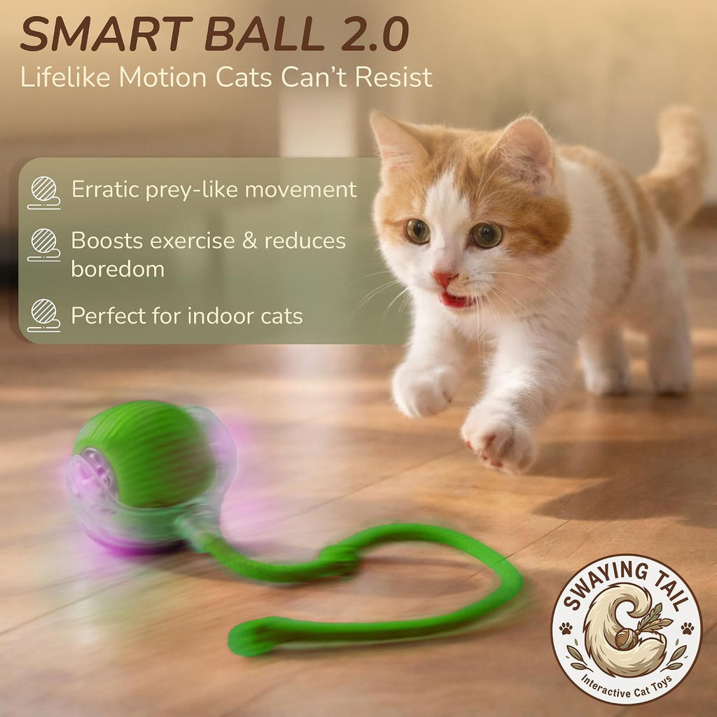 Cat & Small Dog Automatic Moving Ball 2.0 - Interactive Toy [Green]