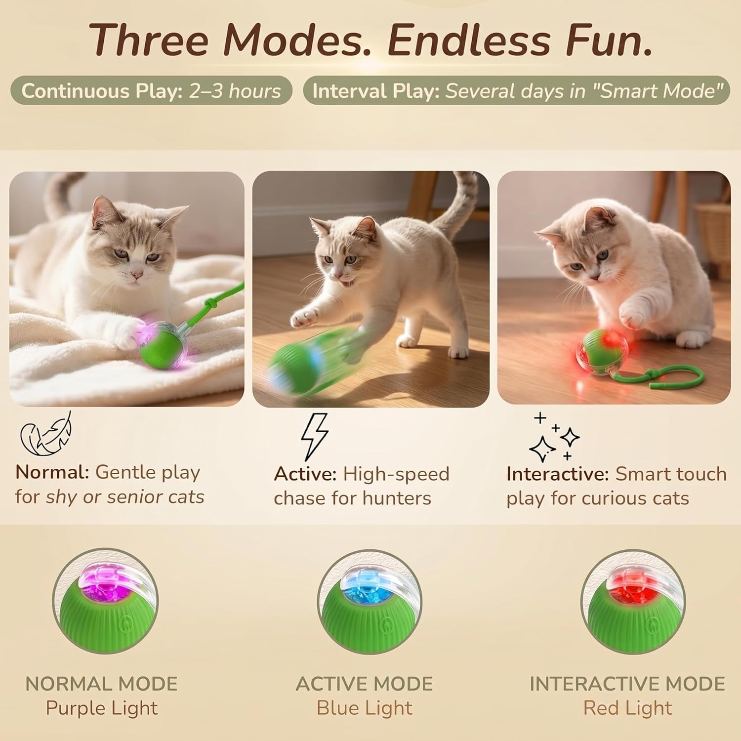 Cat & Small Dog Automatic Moving Ball 2.0 - Interactive Toy [Green]