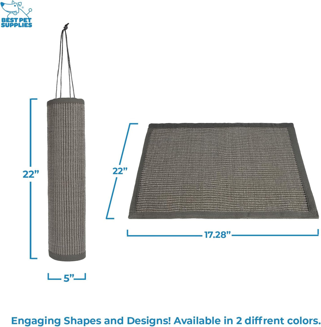Catify Hanging Cat Scratcher - Log, Gray | Cat Door Scratcher, Scratching Mat, Heavy Duty Sisal, Furniture Protector, Safe for Paws, Non-Slip, Durable, Multi-Functional